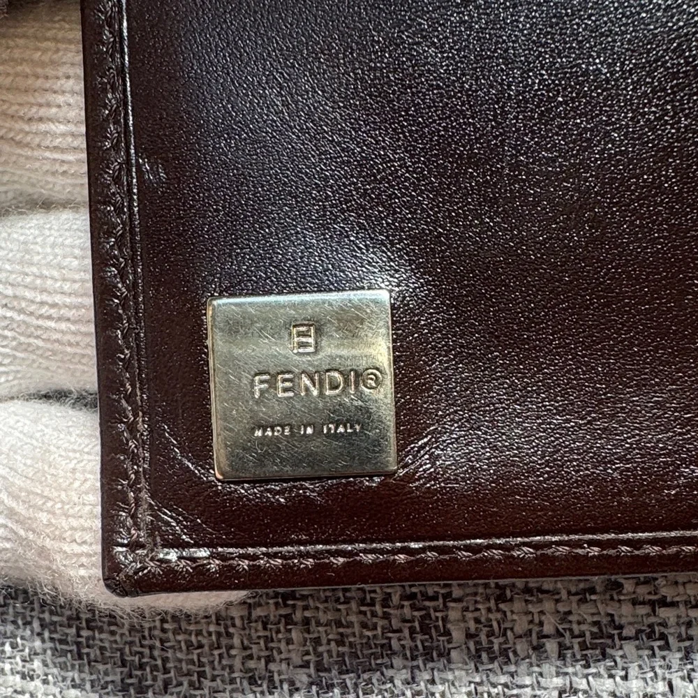 Fendi Compact Brown Leather Wallet